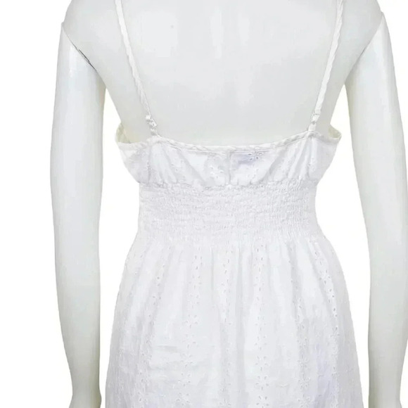 Vintage Y2K Bebe White Eyelet Midi Dress Boho Cotton Size Large - Picture 6 of 10